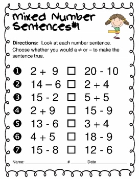 number sentences for basic addition and subtraction by sandy fiorini