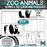 Number Sequence Zoo Animals Cut and Paste Puzzles