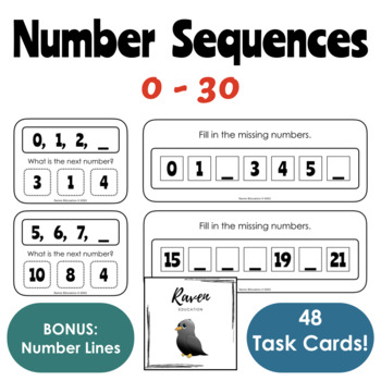 Preview of Number Sequencing 0-30 (Task Cards | Number Lines)