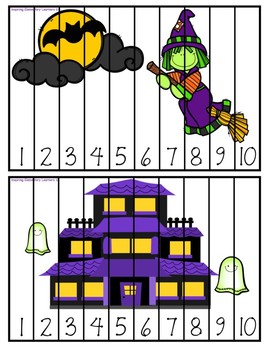 Preview of Number Sequencing - Halloween Puzzles - Casse tête numérique 1 à 10