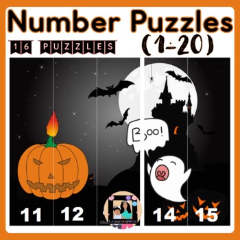 Preview of Number Sequencing Puzzle Number Sense Activity (1-20) Halloween Theme