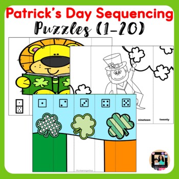 Preview of Number Sequencing Puzzle Number Sense Activity (1-20) - St. Patrick's Day