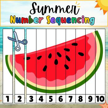 Preview of Number Sequencing Puzzles | Summer Montessori Math, End of the year activities