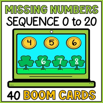 Preview of St Patricks Day Missing Number 0 to 20 Boom Cards - Sequencing Numbers