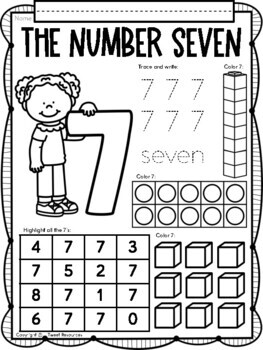 all about the number seven no prep number sense kindergarten math