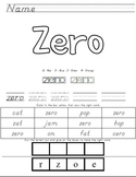 Number Sight Word Sheets Zero-Ten