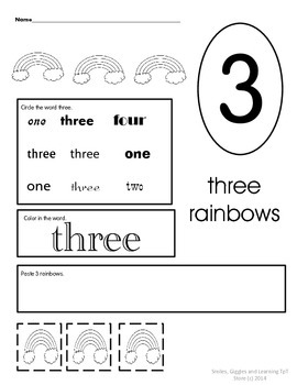 number sight words printables by smiles giggles and learning tpt