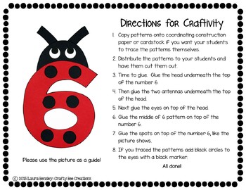 Number Craft Activities | Six Craft | Six Cheers for Ladybug Activity