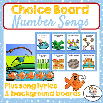 Preview of Number Songs Choice Board - Number Song Lyrics & Picture Boards