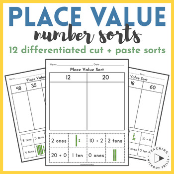 2 digit place value sorts worksheets 1st grade cut and paste base ten blocks