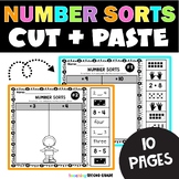 Number Sort Cut and Paste Worksheets - Kindergarten and 1s