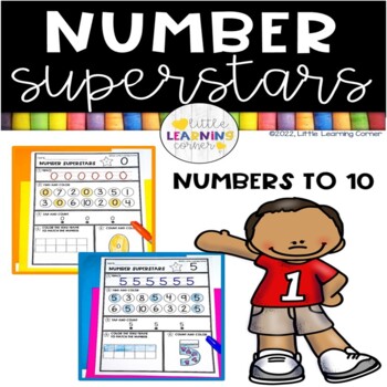 Preview of Number Superstars NUMBERS to 10 practice worksheets