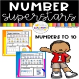 Number Superstars NUMBERS to 10 practice worksheets