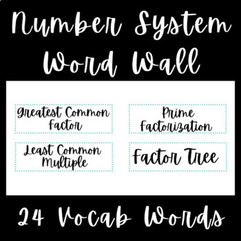 Preview of 6th Grade Word Wall Unit 1 Number System