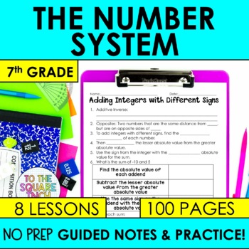 Preview of 7th Grade Math Number System Guided Notes & Practice Unit