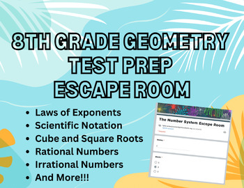 Preview of Number System 8th Grade Math Test Prep Escape Room