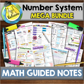 Preview of Number System ALL 6th GRADE STANDARDS Bundle Guided Notes/Interactive Notebook
