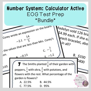 Preview of Number System Calculator Active EOG Review *BUNDLE* | Grade 7 Math | Test Prep