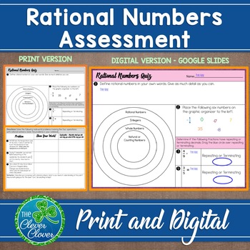 Preview of Rational Numbers Assessment - Digital and Print - Google Slides