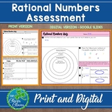 Rational Numbers Assessment - Digital and Print - Google Slides