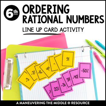 Preview of Ordering Rational Numbers Line Up Card Activity | Number System Activity