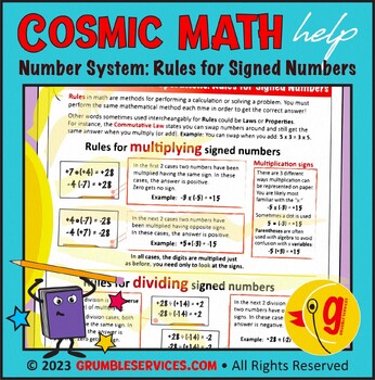 Preview of Number System: Multiplying & Dividing Positive & Negative Numbers, Distributive