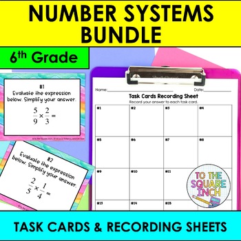 Preview of 6th Grade Math Number Systems Task Cards Activity Bundle