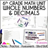 6th Grade Math Number System Unit, Whole Numbers & Decimal