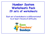 Number System Worksheets Bundle/Pack (29 sets for 2nd-4th grade)