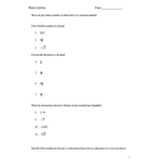 Number Systems Math Test & Answer Key