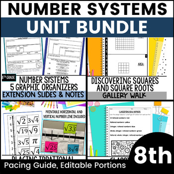 Preview of Number Systems 8th grade Math Notes, Activity Unit Bundle