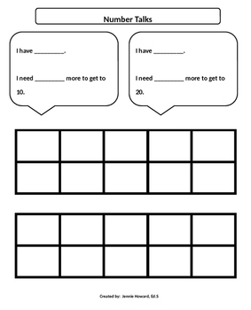Preview of Number Talk Graphic Organizer