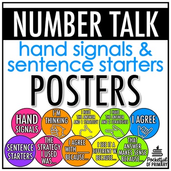 Preview of Number Talk Hand Signals and Sentence Starters Posters | EDITABLE