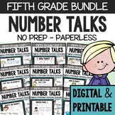 FIFTH GRADE NUMBER TALKS YEARLONG BUNDLE for CLASSROOM AND DISTANCE LEARNING