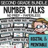 SECOND GRADE NUMBER TALKS YEARLONG BUNDLE for CLASSROOM AND DISTANCE LEARNING