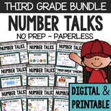 THIRD GRADE NUMBER TALKS YEARLONG BUNDLE for CLASSROOM AND DISTANCE LEARNING