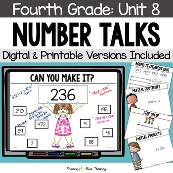 Preview of Fourth Grade Number Talks Unit 8 for Building Number Sense and Mental Math