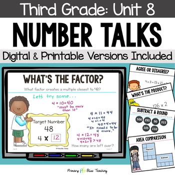 Preview of Third Grade Number Talks Unit 8 for Building Number Sense and Mental Math