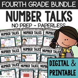 FOURTH GRADE NUMBER TALKS YEARLONG BUNDLE for CLASSROOM AND DISTANCE LEARNING