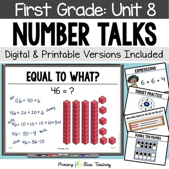 Preview of First Grade Number Talks Unit 8 for Building Number Sense and Mental Math