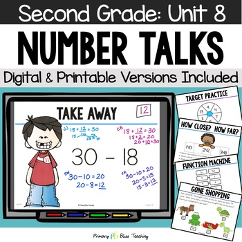 Preview of Second Grade Number Talks Unit 8 for Building Number Sense and Mental Math