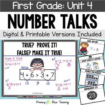 Preview of First Grade Number Talks Unit 4 for Building Number Sense and Mental Math