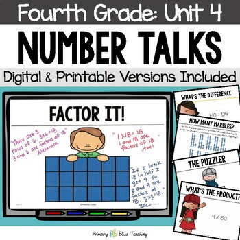 Preview of Fourth Grade Number Talks Unit 4 for Building Number Sense and Mental Math