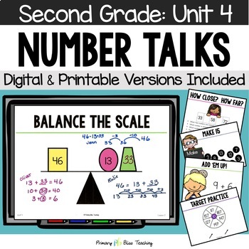 Preview of Second Grade Number Talks Unit 4 for Building Number Sense and Mental Math