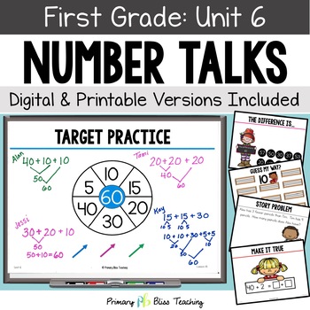 Preview of First Grade Number Talks Unit 6 for Building Number Sense and Mental Math