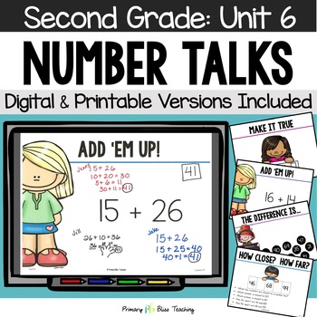 Preview of Second Grade Number Talks Unit 6 for Building Number Sense and Mental Math