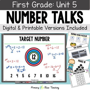 Preview of First Grade Number Talks Unit 5 for Building Number Sense and Mental Math