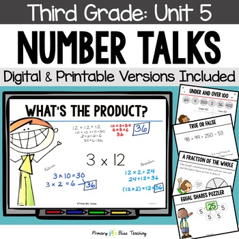Preview of Third Grade Number Talks Unit 5 for Building Number Sense and Mental Math