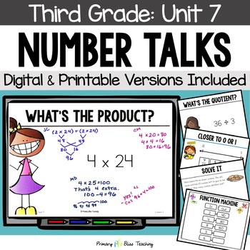 Preview of Third Grade Number Talks Unit 7  for Building Number Sense and Mental Math
