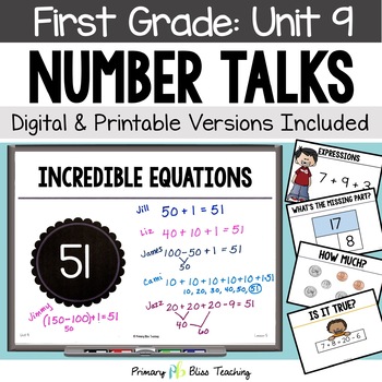 Preview of First Grade Number Talks Unit 9  for Building Number Sense and Mental Math